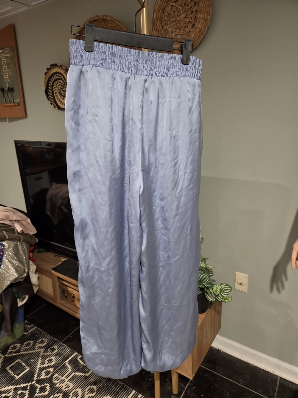 Zara Blue Satin Balloon Jogger Pants Size M - Picture 9 of 16